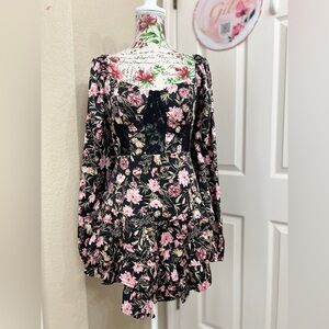 Forever 21 Black and Pink Floral Dress